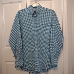 Dockers Battery Street Shirt Men Size XL  Blue Check Oxford Classic Fit Stretch